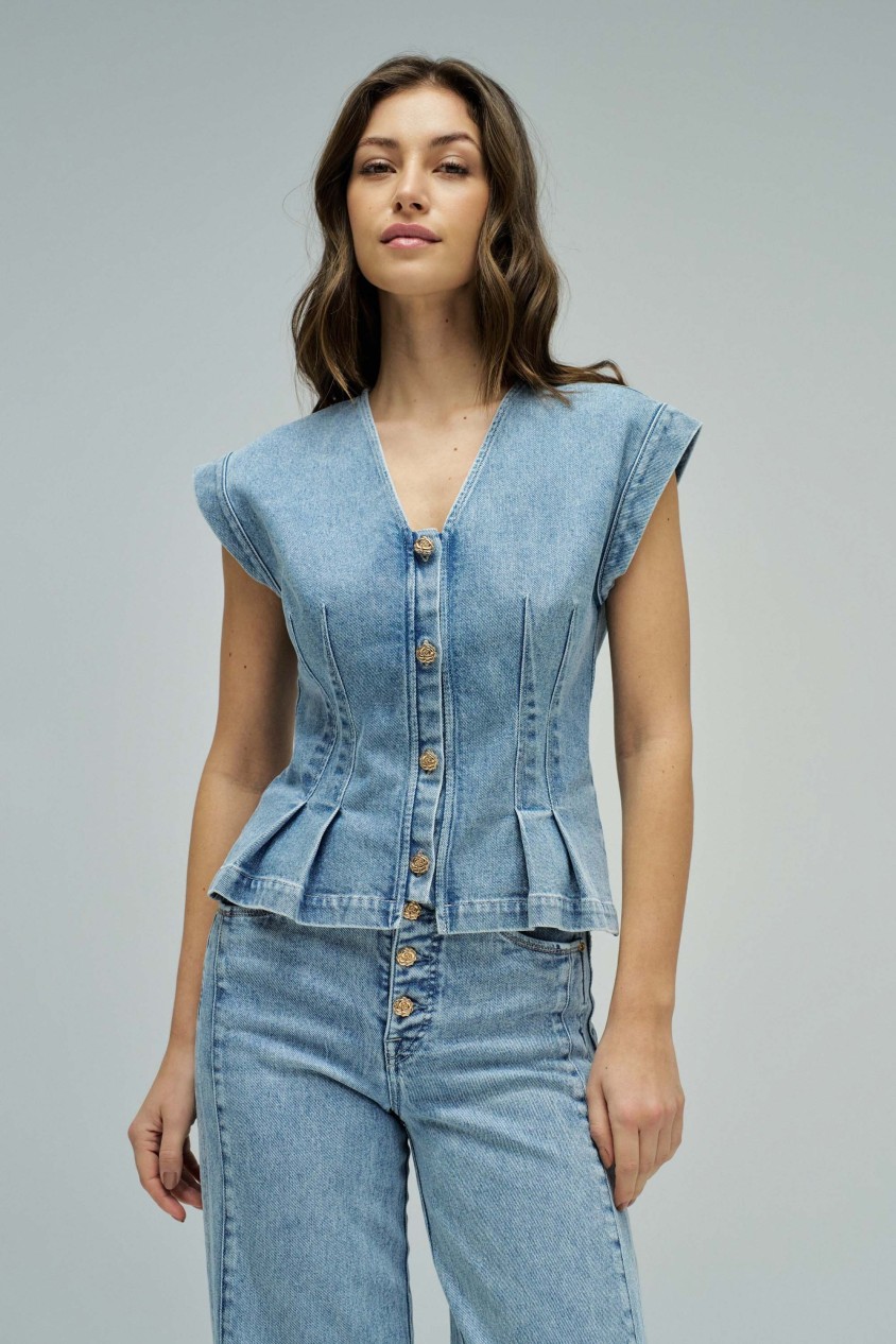 DENIM VEST STAR CLUB
