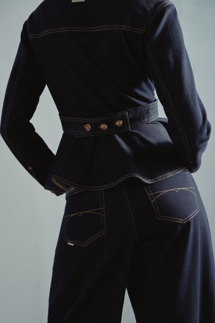 VESTE EN DENIM CINTR�E DENIM ATELIER