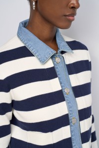 CHAQUETA DE PUNTO CON DETALLES DENIM