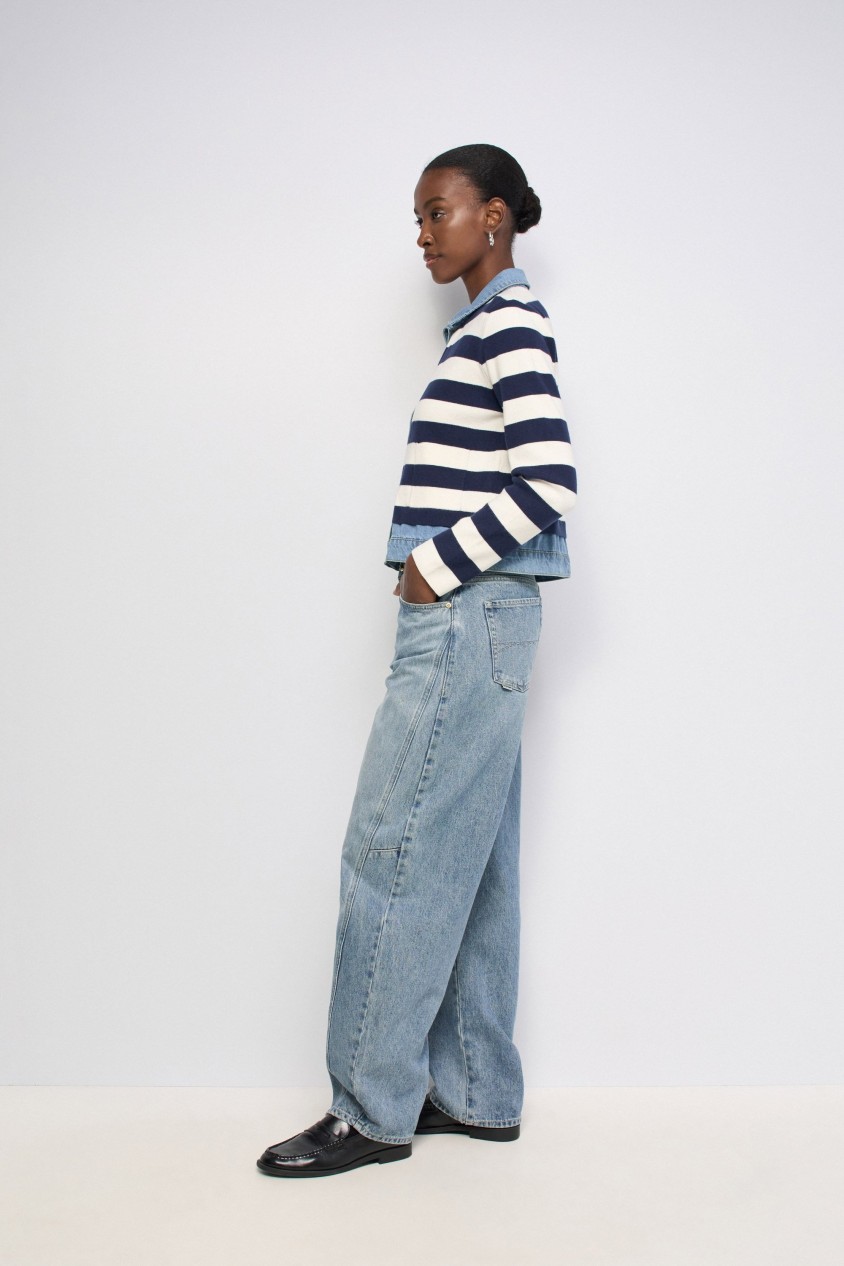 GEBREID JASJE MET DENIMDETAILS