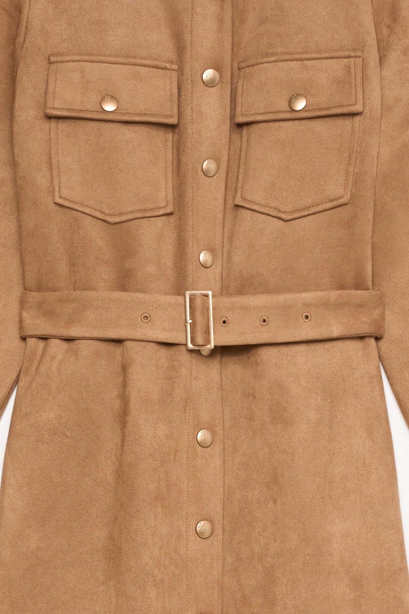 MIDI-KLEID AUS VELOURSLEDER
