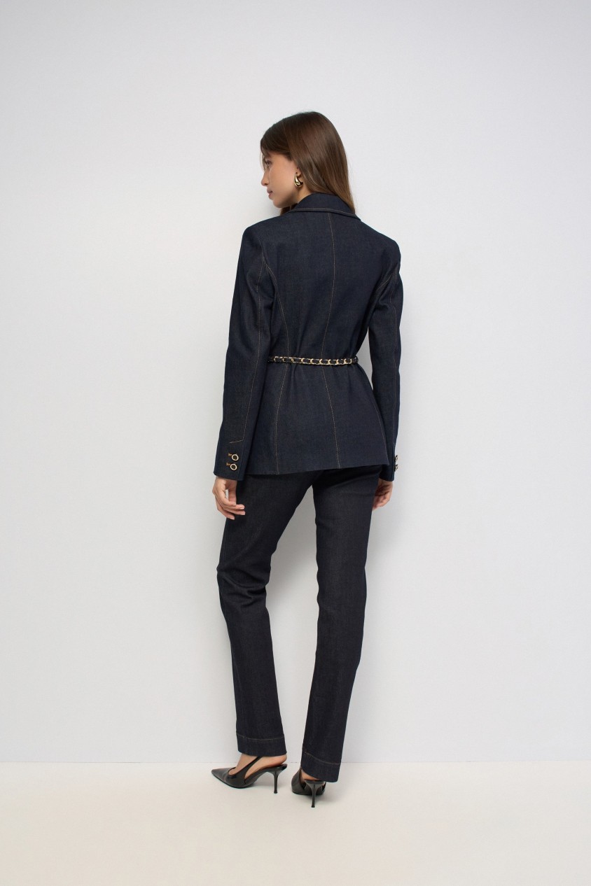 BLAZER DE DENIM CON CINTURÓN