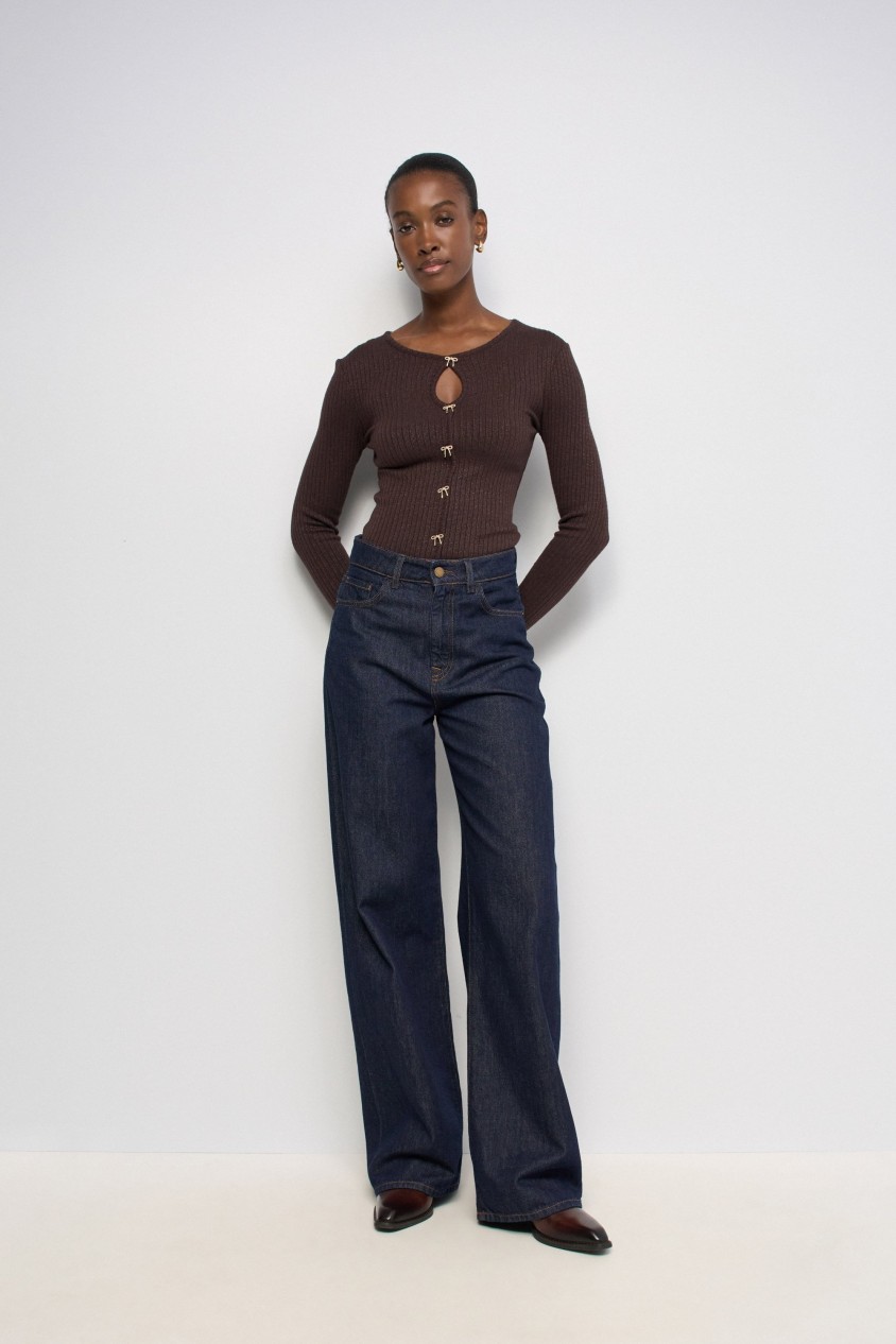 RIBBED KNIT JUMPER WITH BOWS