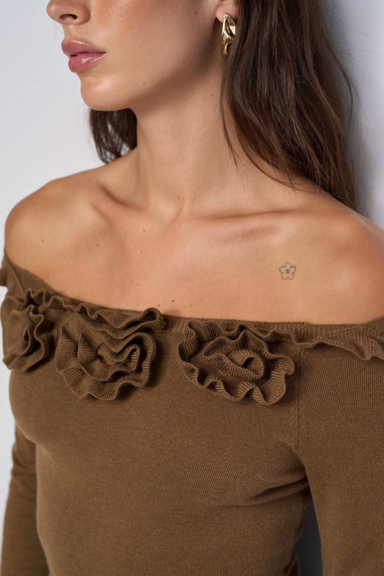 SWEATER WITH 3D FLORAL APPLIQU�S