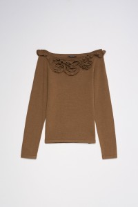 SWEATER WITH 3D FLORAL APPLIQU�S
