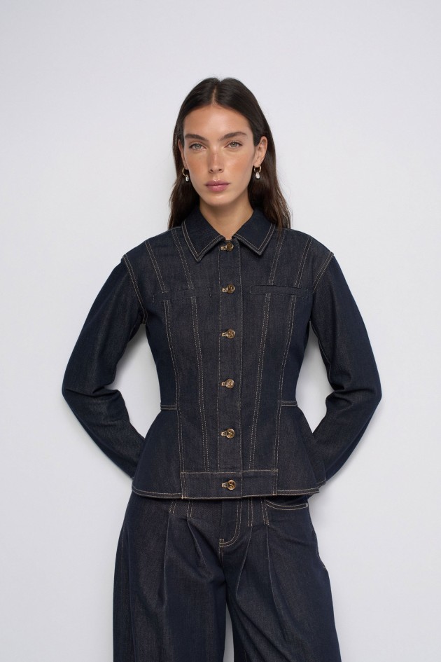 CASACO DE GANGA CINTADO DENIM ATELIER