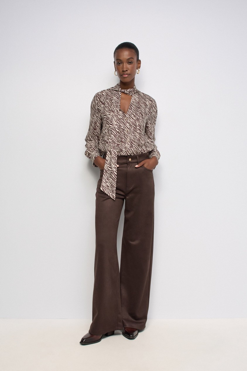ANIMAL-PRINT-BLUSE MIT SCHLEIFE