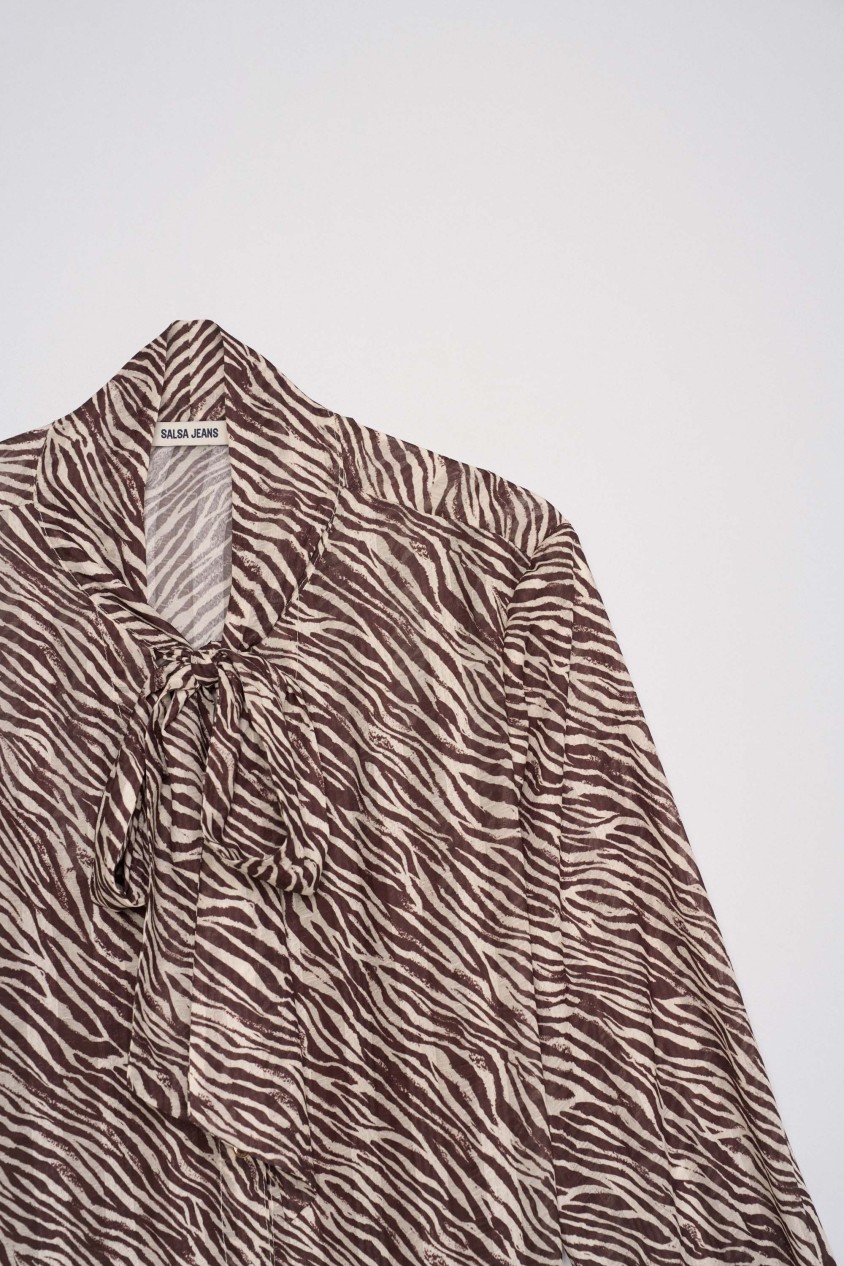 ANIMAL-PRINT-BLUSE MIT SCHLEIFE