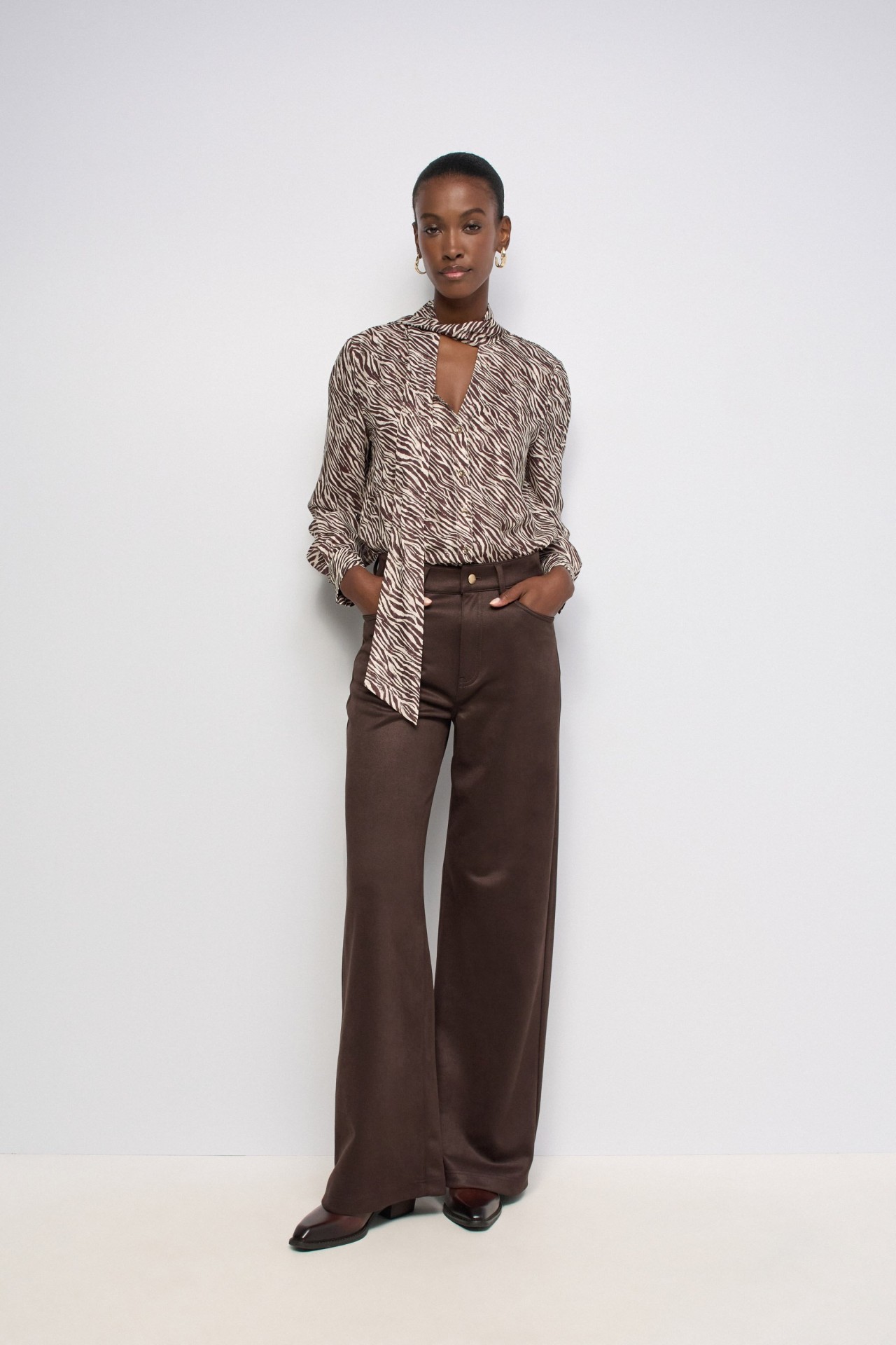 ANIMAL-PRINT-BLUSE MIT SCHLEIFE