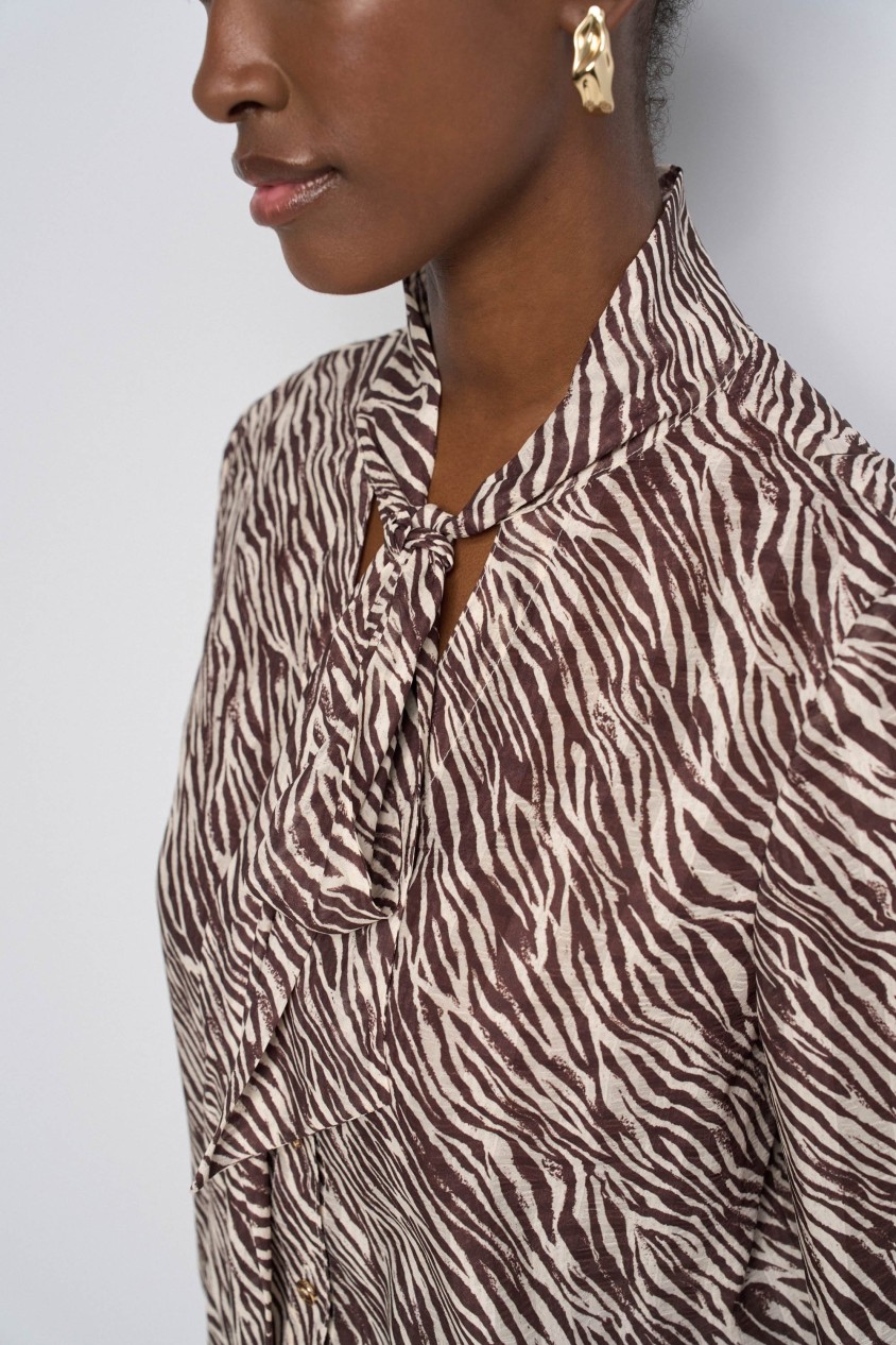 ANIMAL-PRINT-BLUSE MIT SCHLEIFE