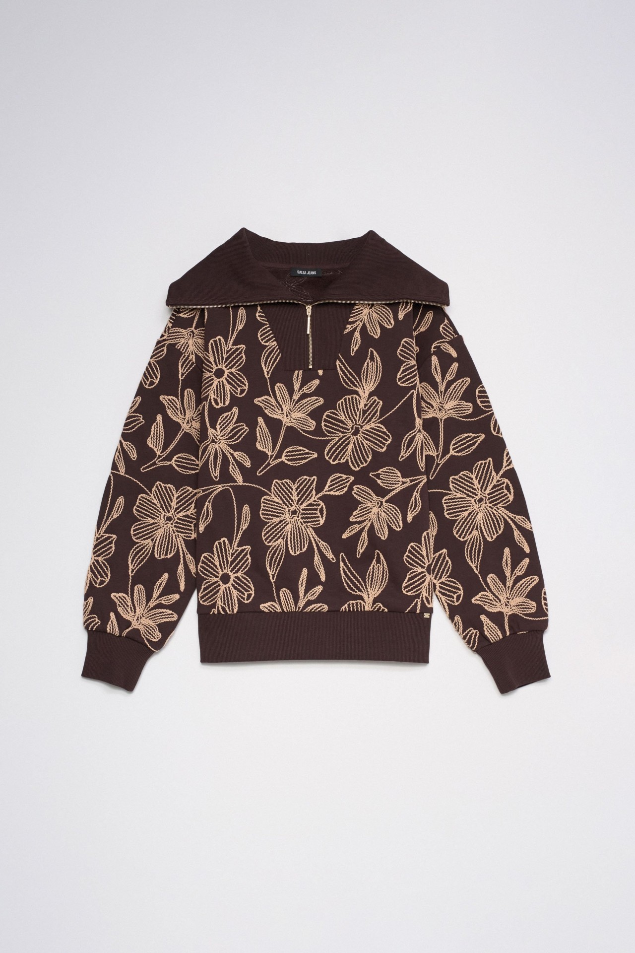 SWEAT � DEMI-ZIP AVEC BRODERIES