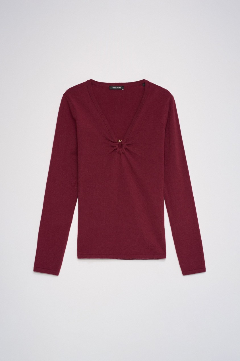 PULLOVER MIT RAFFUNG AN DER BRUST