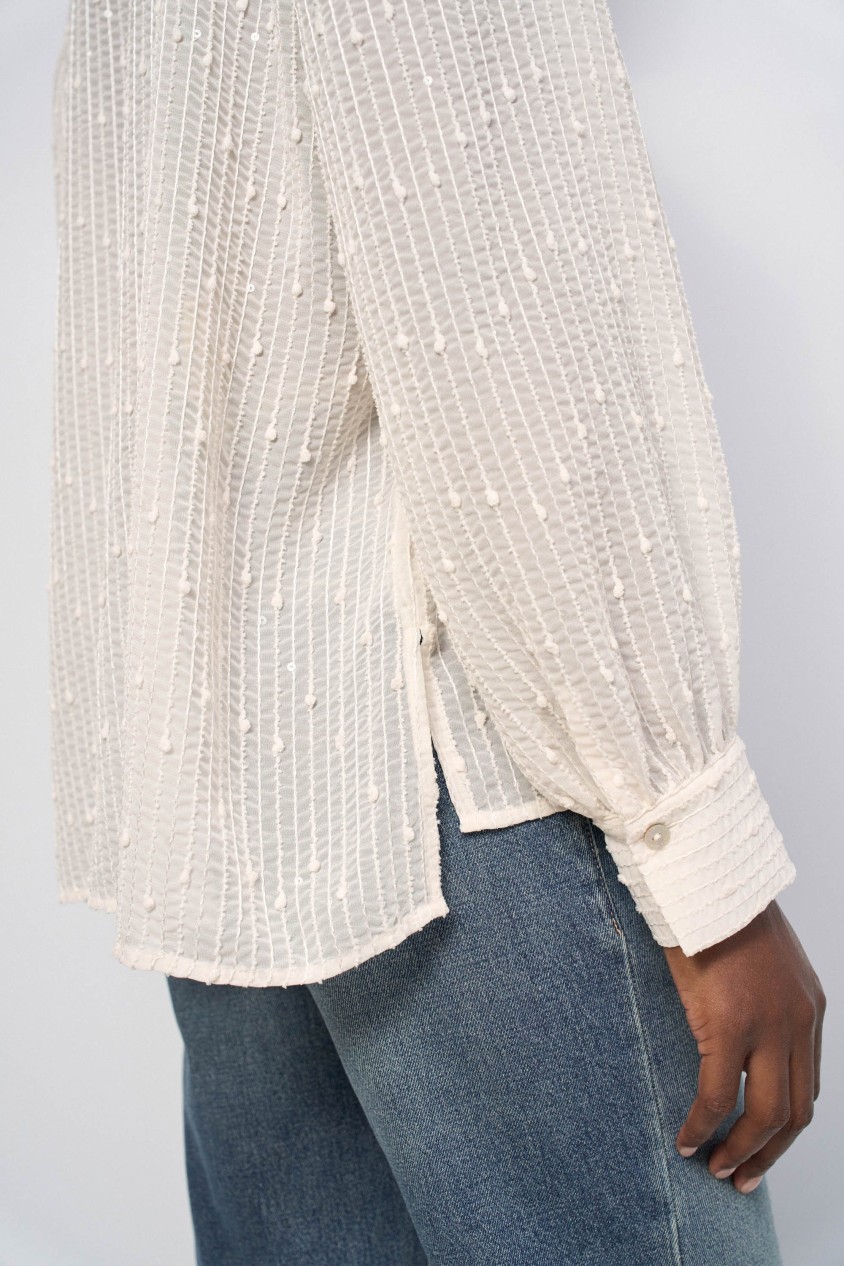 STRUKTURIERTE BLUSE MIT PAILLETTEN