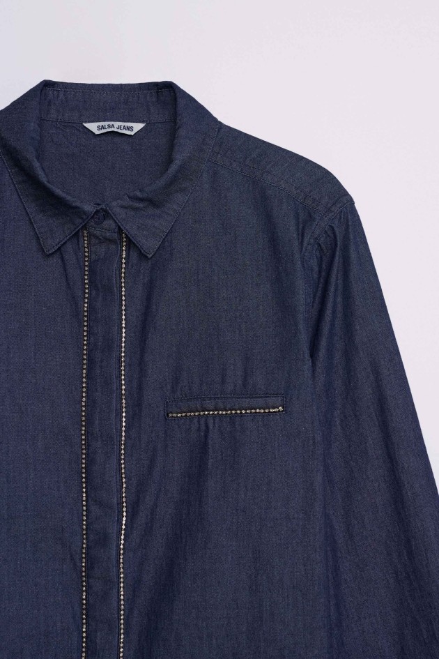 DENIM SHIRT WITH RHINESTONES