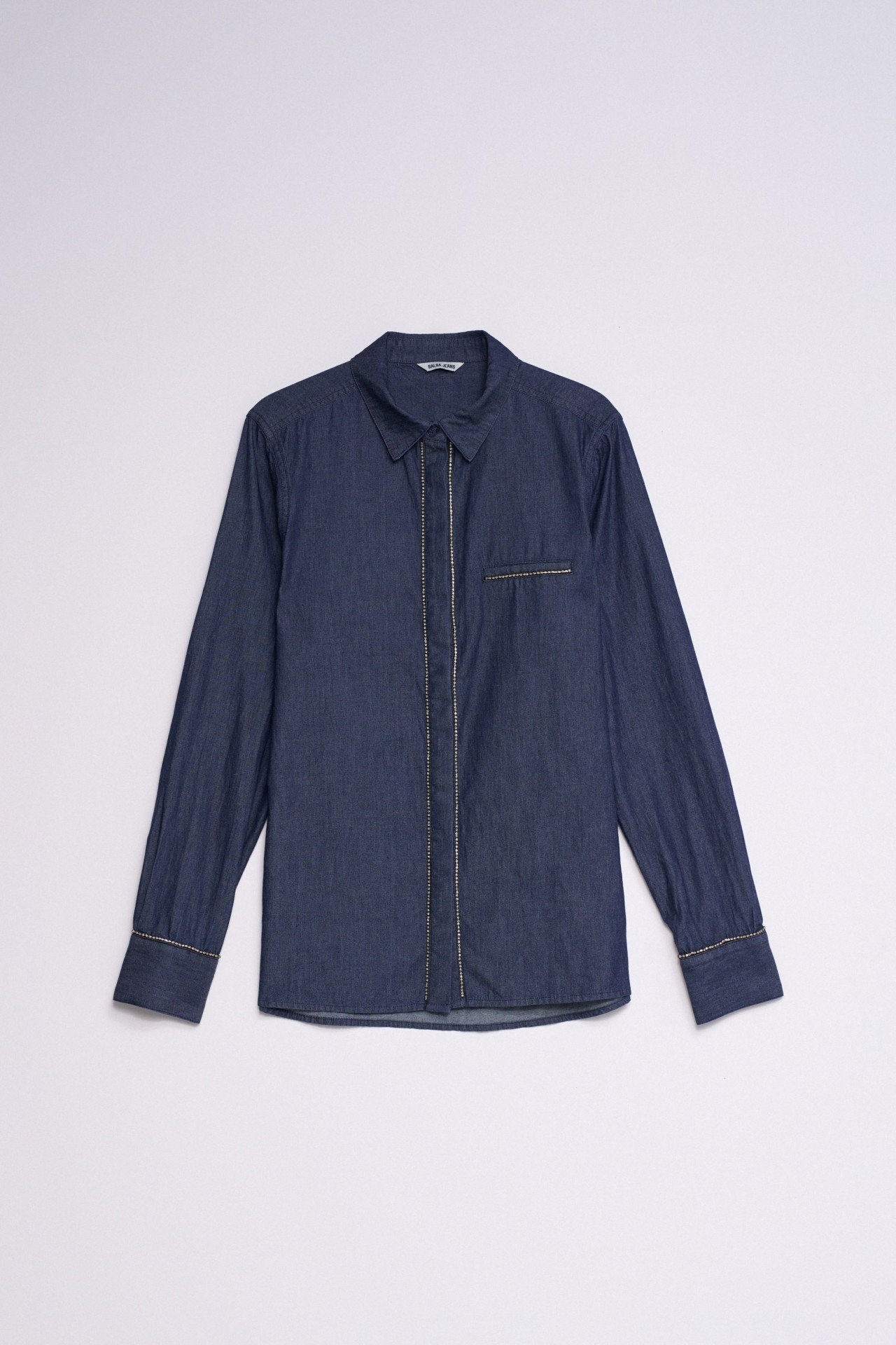 DENIM SHIRT WITH RHINESTONES