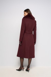 MANTEAU GRACE LONG EN DRAP DE LAINE AVEC FOURRURE