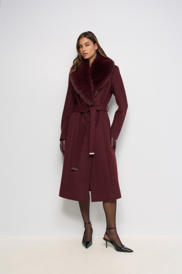 LANGE GRACE WOLMIX MANTEL MET IMITATIEBONT