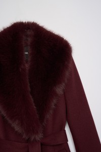 MANTEAU GRACE LONG EN DRAP DE LAINE AVEC FOURRURE