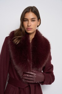 MANTEAU GRACE LONG EN DRAP DE LAINE AVEC FOURRURE