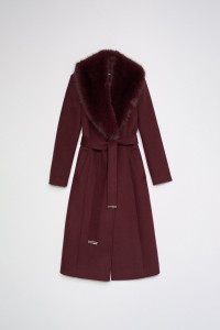 MANTEAU GRACE LONG EN DRAP DE LAINE AVEC FOURRURE