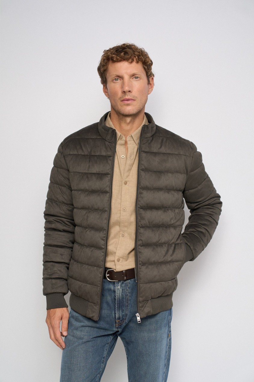 SUEDE-EFFECT PUFFER JACKET