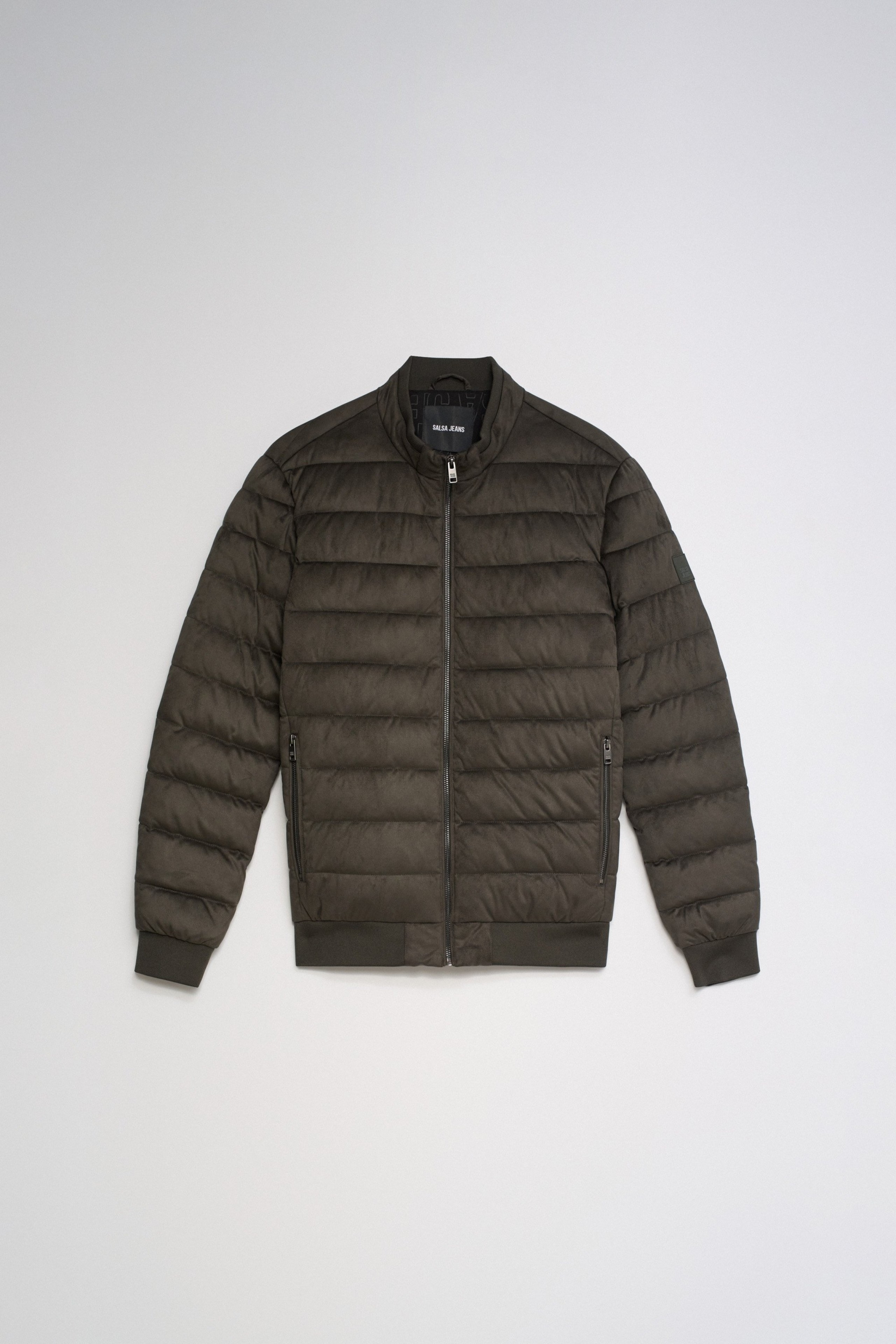 PUFFERJACKE IN VELOURSLEDEROPTIK