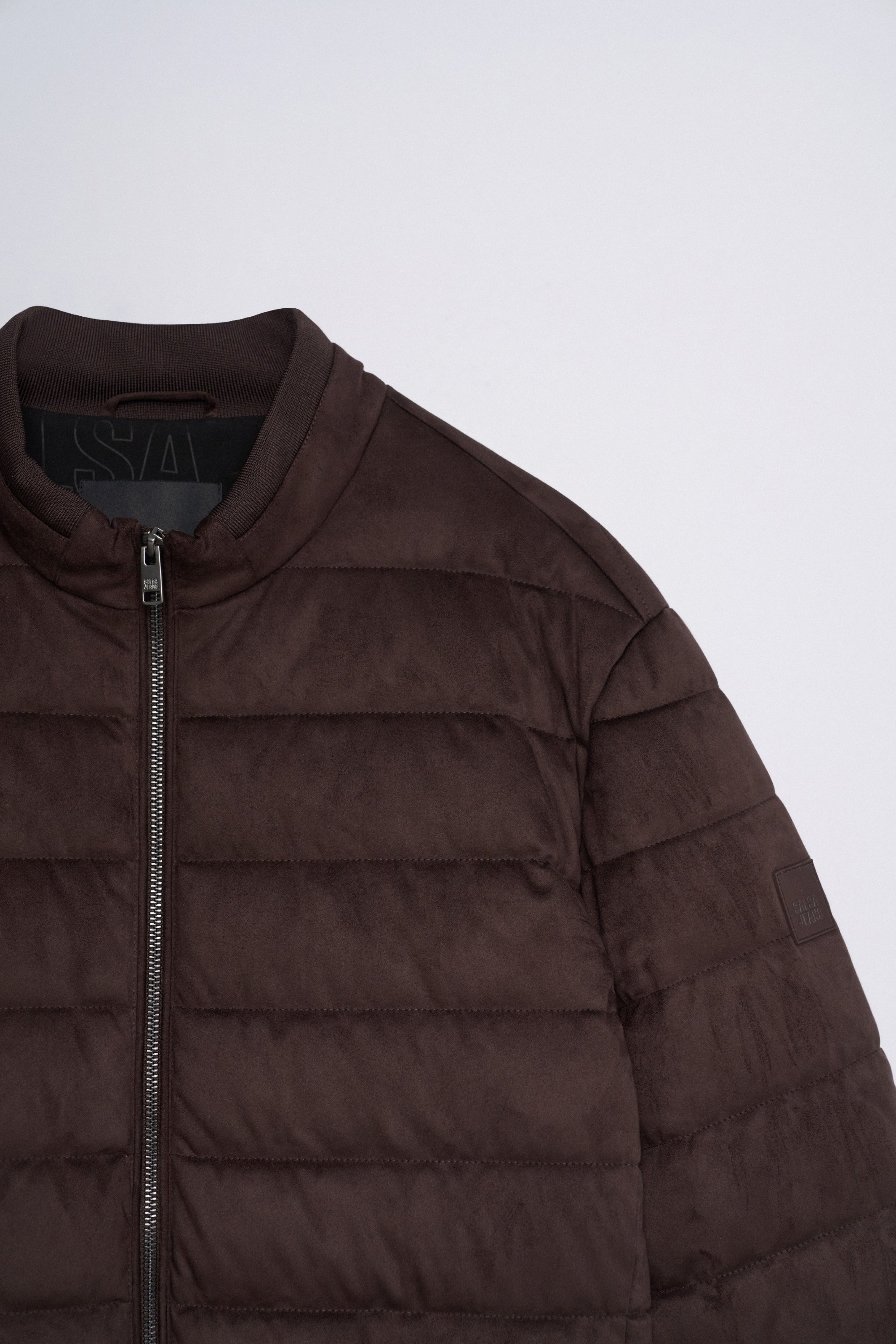 SUEDE-EFFECT PUFFER JACKET