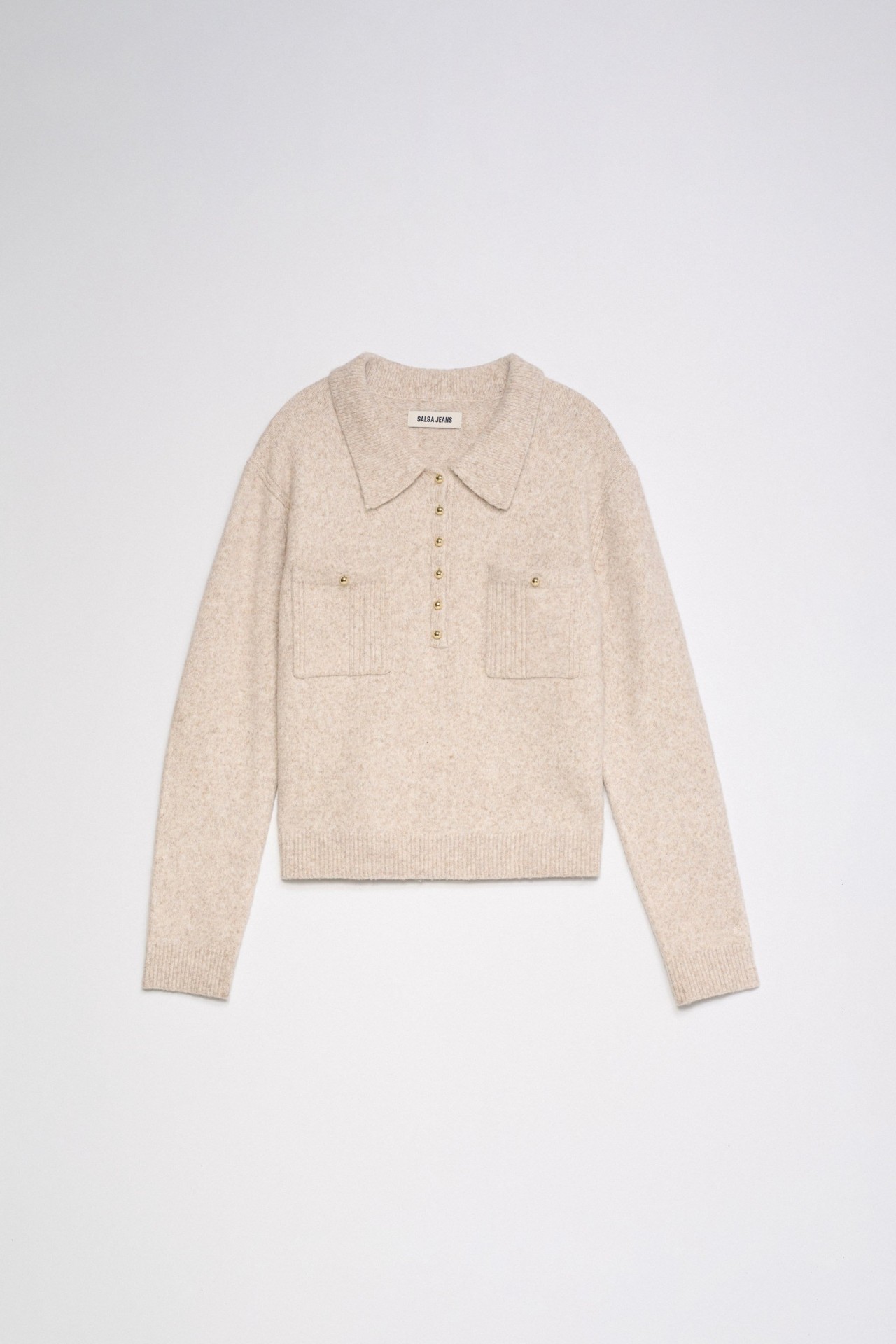 STRICKPOLO MIT WOLLANTEIL