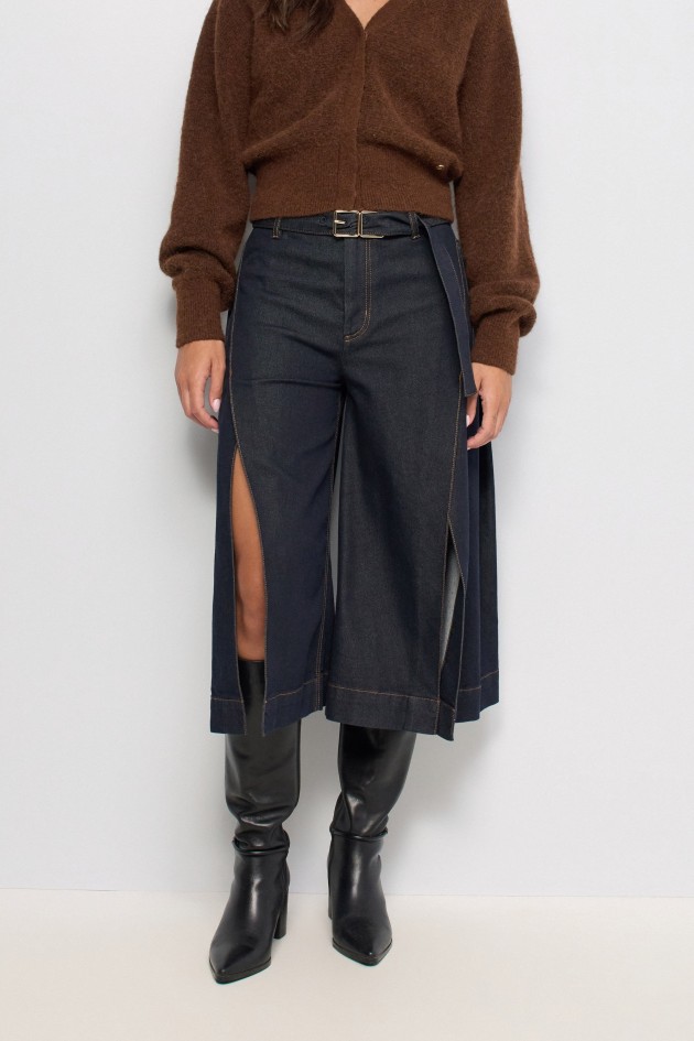 PANTALON CHINO CROPPED WIDE AVEC FENTES
