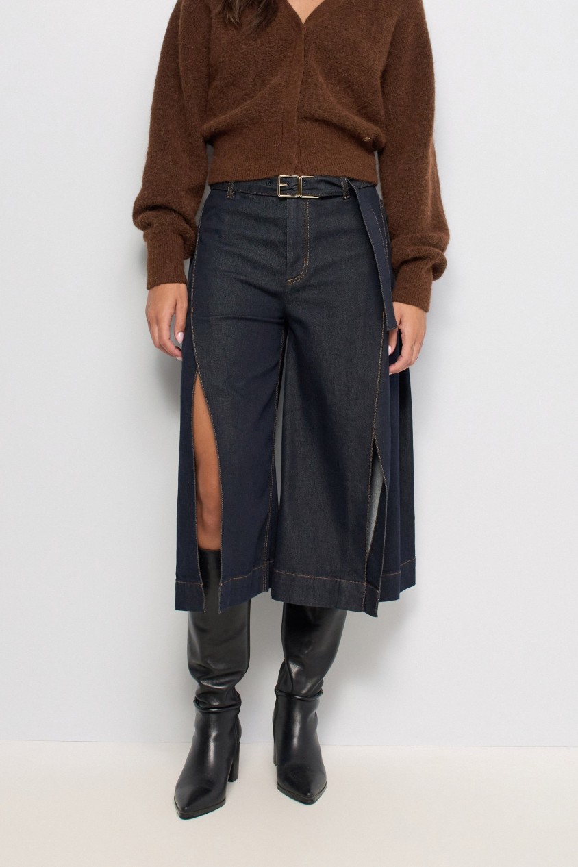 PANTALON CHINO CROPPED WIDE AVEC FENTES