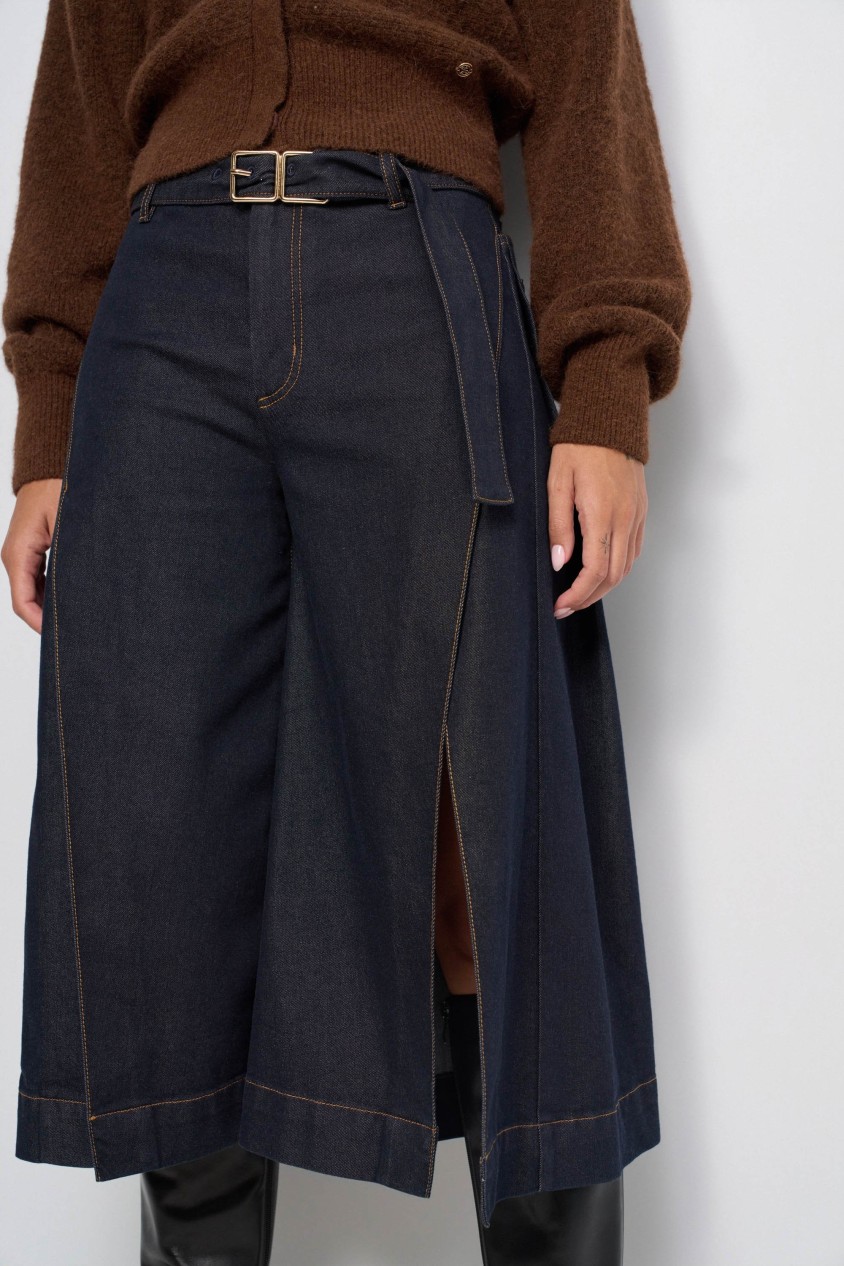 PANTALON CHINO CROPPED WIDE AVEC FENTES