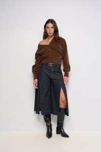 PANTALON CHINO CROPPED WIDE AVEC FENTES