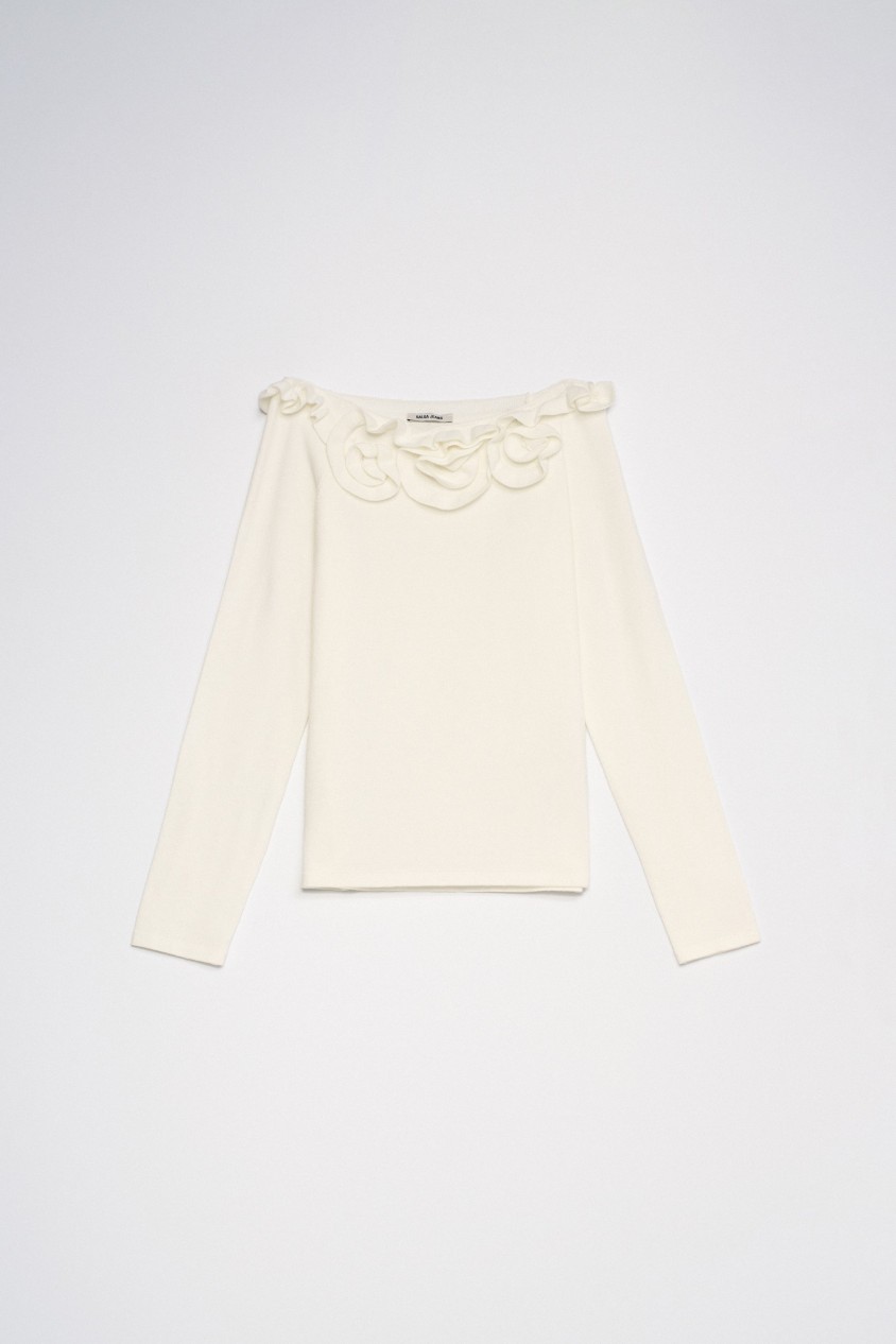 SWEATER WITH 3D FLORAL APPLIQUÉS