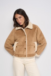SUEDE-EFFECT SHEARLING JACKET