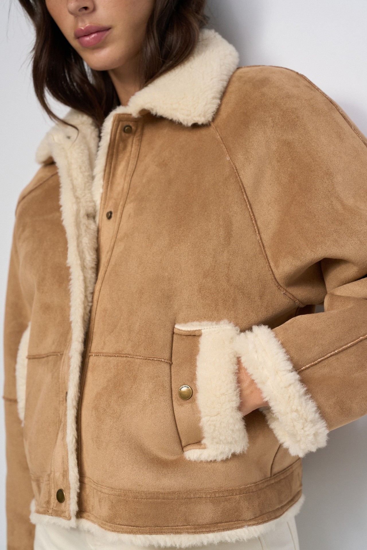 SUEDE-EFFECT SHEARLING JACKET