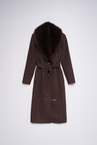 LANGE GRACE WOLMIX MANTEL MET IMITATIEBONT