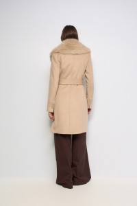SHORT GRACE WOOL-BLEND COAT WITH FAUX FUR