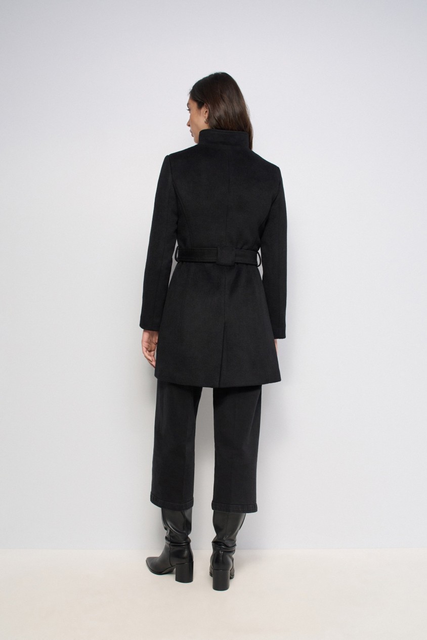 GRACE WOLLEN MANTEL MET RIEM EN KNOPEN