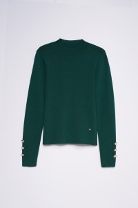 PULL EN MAILLE � COL ROUL�