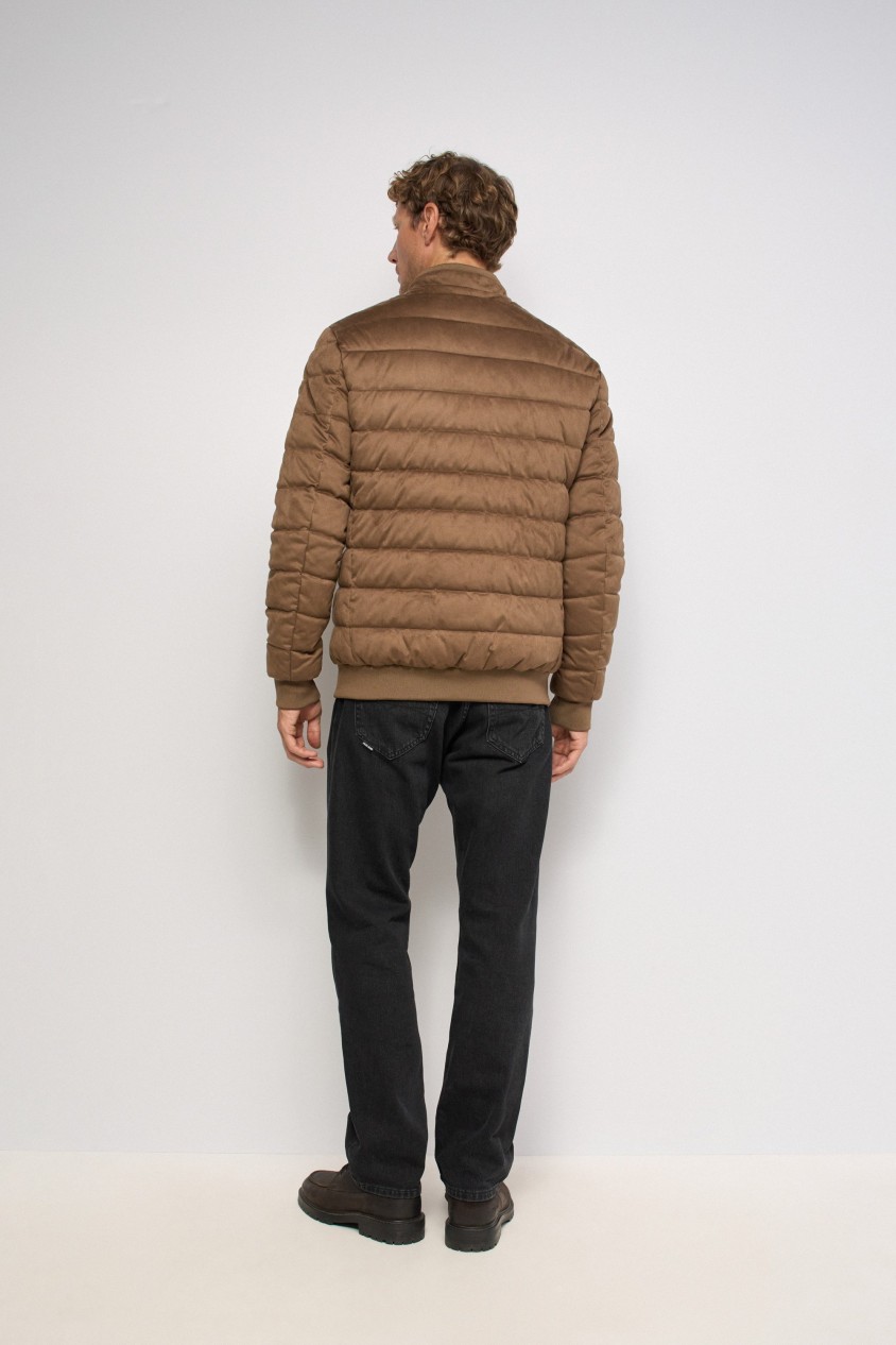 SUEDE-EFFECT PUFFER JACKET