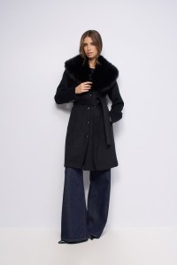 MANTEAU COURT EN LAINE GRACE AVEC FOURRURE