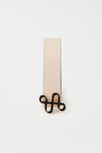 LEATHER BELT WITH GOLD BRANDING ON THE BUCKLE