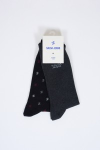OUTLET 2 PAIRS SOCKS, MEDIUM BLUE, 4245