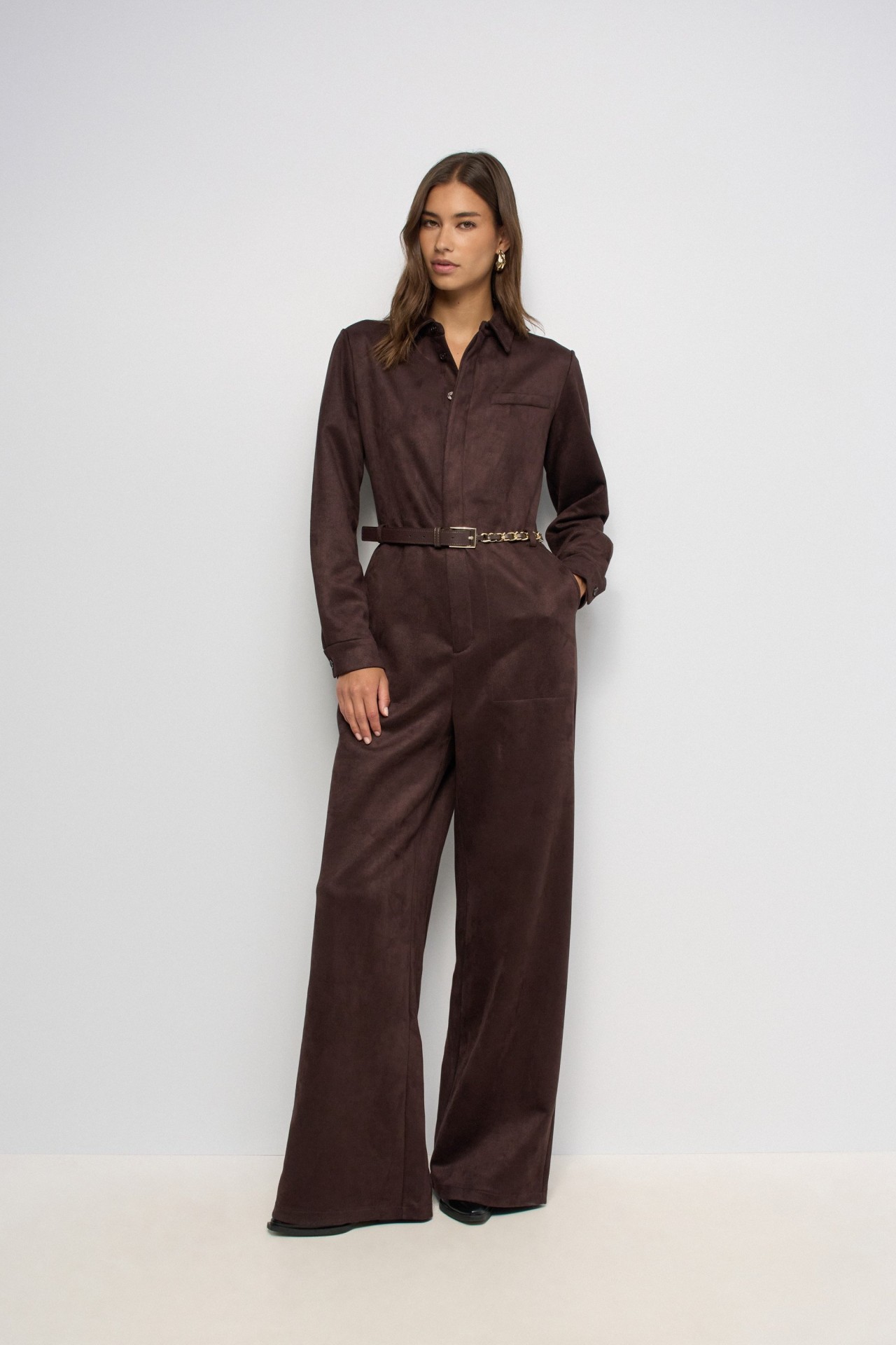 SUEDE-EFFECT JUMPSUIT