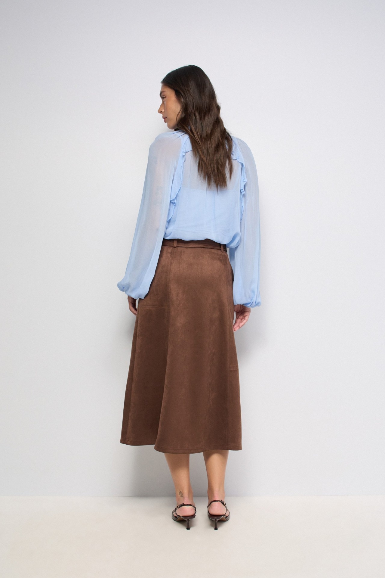 MIDI SUEDE SKIRT WITH BELT