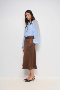 MIDI SUEDE SKIRT WITH BELT