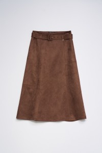 MIDI SUEDE SKIRT WITH BELT
