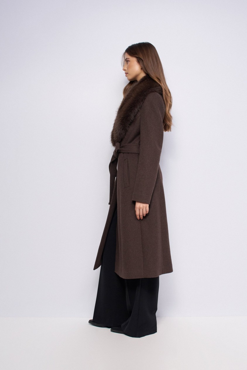 LANGER GRACE WOLLMIX-MANTEL MIT FELLIMITAT