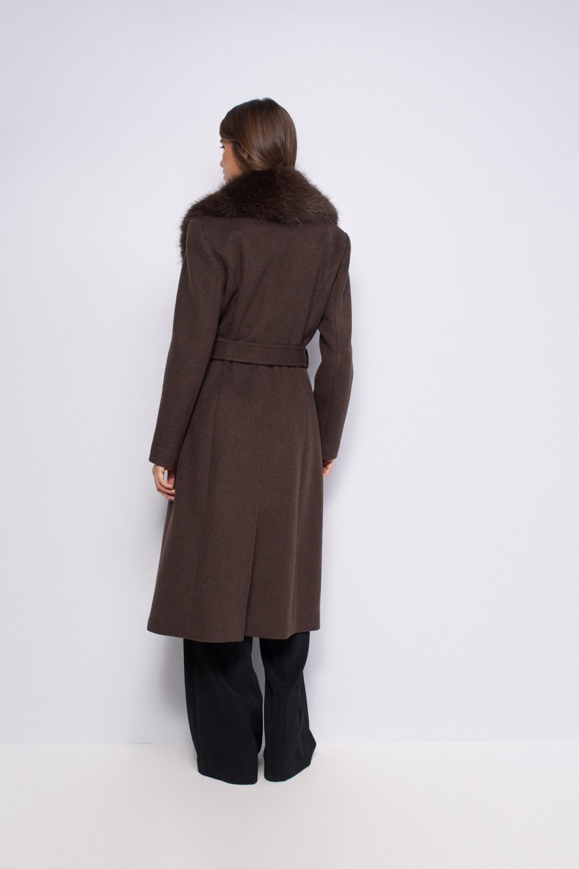 LANGER GRACE WOLLMIX-MANTEL MIT FELLIMITAT