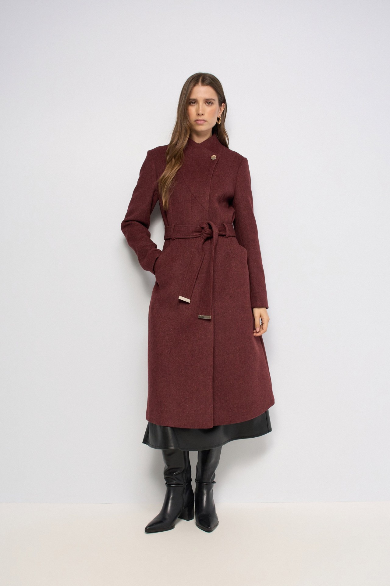 LANGE GRACE WOLLEN JAS MET RIEM